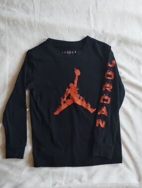 Jordan Black Long-Sleeve Tee with Orange Jumpman and Sleeve Logo
